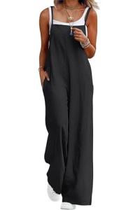 Casual Black Wide Leg Women's Jumpsuit