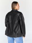 Trendy Oversized Black Leather Bomber Jacket for Women
