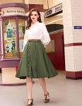 Army Green High Waist Midi Skirt with Pockets