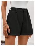 Elegant Black High Waisted Plaid Shorts for Women
