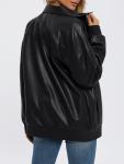 Oversized Black Faux Leather Jacket for Women