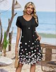 Zeagoo Women’s Black Floral A-Line Summer Dress