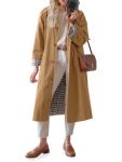 Womens Oversized Long Trench Coat Fashion Outerwear
