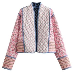 Wyeysyt Women's Floral Cropped Puffer Jacket