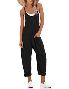 Lentta Women's Black Sleeveless Harem Jumpsuit