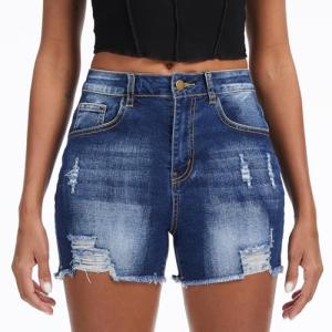 High Waisted Distressed Denim Shorts for Women