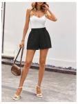 Elegant Black High Waisted Plaid Shorts for Women