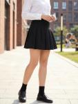 Shestellar High Waist Pleated Mini Skirt - Black