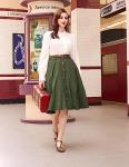 Army Green High Waist Midi Skirt with Pockets