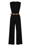 Pink Queen Sleeveless Deep V Neck Black Jumpsuit