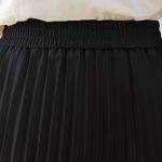 Black High-Waisted Midi Pleated Skirt for Women