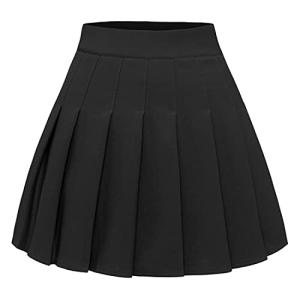 Black High Waist Pleated Mini Skirt for Women