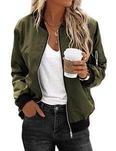 Army Green Short Quilted Bomber Jacket for Women