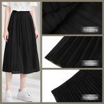 Black High-Waisted Midi Pleated Skirt for Women