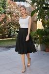 Grace Karin High-Waisted A-Line Midi Skirt - Black