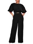 Acelyn Plus Size Elegant Black Wide Leg Jumpsuit