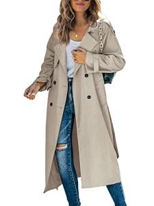 Makkrom Women's Classic Double Breasted Trench Coat