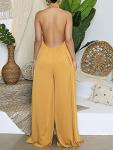 Yellow Halter Neck Wide Leg Jumpsuit for Women
