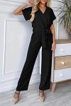 PrettyGarden Women's Summer Wrap Jumpsuit - Black