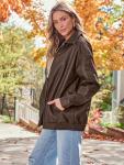 Oversized Brown Faux Leather Motorcycle Jacket