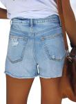 Light Blue High Waisted Ripped Denim Shorts for Women