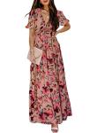 Boho Floral Deep V Neck Maxi Dress