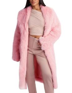 Flygo Women's Fluffy Faux Fur Winter Coat