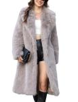 Gihuo Women’s Furry Open Front Coat - Khaki