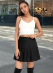 Black High Waist Pleated Mini Skirt for Women