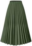 Green Midi Pleated Skirt for Women