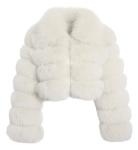 Fluffy White Faux Fur Cropped Winter Jacket