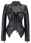 Chouyatou Women's Studded Faux Leather Biker Jacket