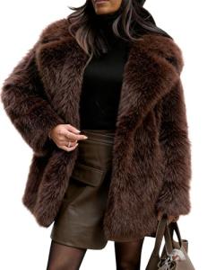 Flygo Women's Fluffy Faux Fur Winter Coat