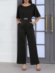 Acelyn Plus Size Elegant Black Wide Leg Jumpsuit