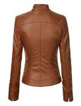 Women’s Camel Vegan Leather Biker Jacket