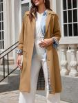 Womens Oversized Long Trench Coat Fashion Outerwear