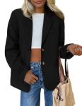 PRETTYGARDEN Oversized Faux Suede Blazer for Women