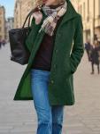Cozy Green Wool Blend Layered Jacket for Women