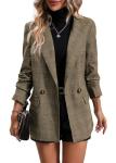 Chic Brown Plaid Blazer Jacket for Women