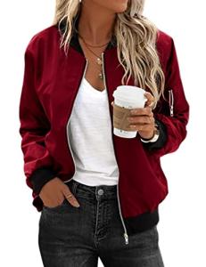 Zeagoo Women’s Wine Red Classic Biker Jacket