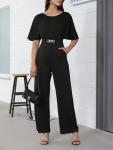 Acelyn Plus Size Elegant Black Wide Leg Jumpsuit