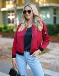 Zeagoo Women’s Wine Red Classic Biker Jacket