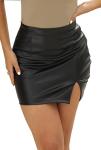 Black High Waisted Leather Mini Skirt for Women