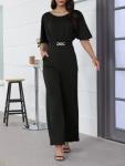 Acelyn Plus Size Elegant Black Wide Leg Jumpsuit