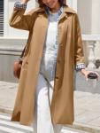 Womens Oversized Long Trench Coat Fashion Outerwear