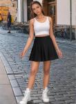 Black High Waist Pleated Mini Skirt for Women