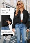Zando Women's Cropped Black Bomber Jacket