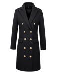 Black Double-Breasted Midi Length Trench Coat for Women