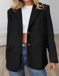 PRETTYGARDEN Oversized Faux Suede Blazer for Women