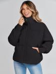 MEROKEETY Women's Black Long Sleeve Puffer Jacket